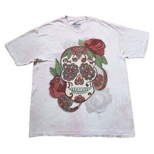 Thrashed The Mountain Valentina Sugar Skull Size XL Mens Tie Dye Pink T-Shirt